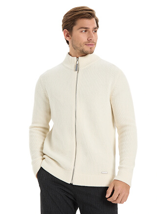 Кардиган мужской на молнии Merino Knitted, цвет молочный, фото 1