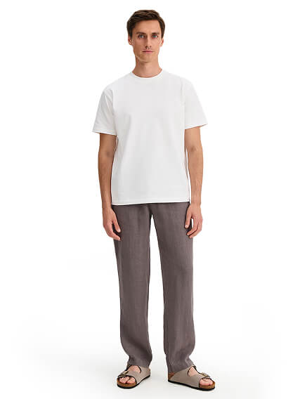 Брюки из 100% льна для мужчин, цвет серый, фото 1