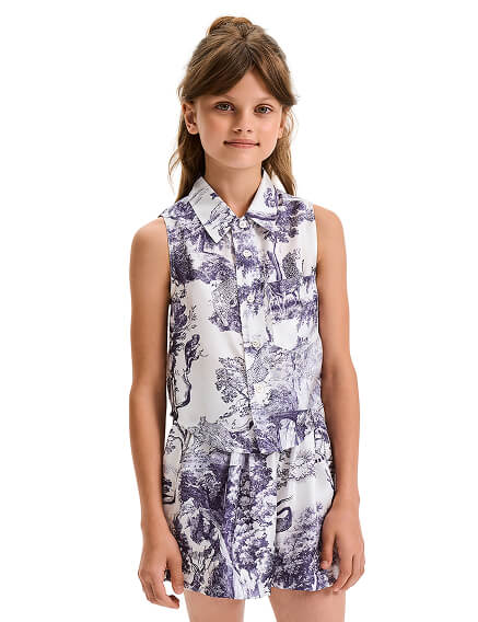 Шорты SILK для девочки с карманом, цвет принт светлый toile de jouy, фото 3