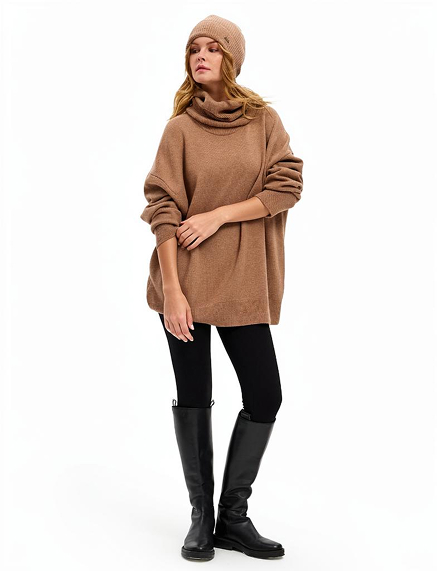 Подарочный набор Джемпер Norveg Merino Base + шапка + снуд, для женщин, цвет бежевый меланж, фото 2