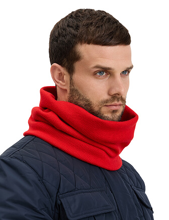 Теплый снуд из шерсти мериносов, цвет алый, фото 3