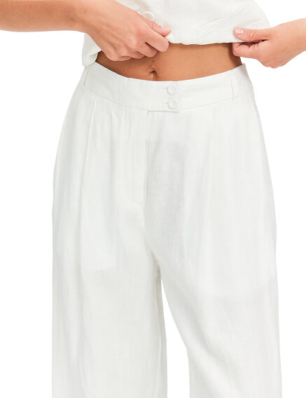 LINEN Брюки женские base, цвет белый, фото 3