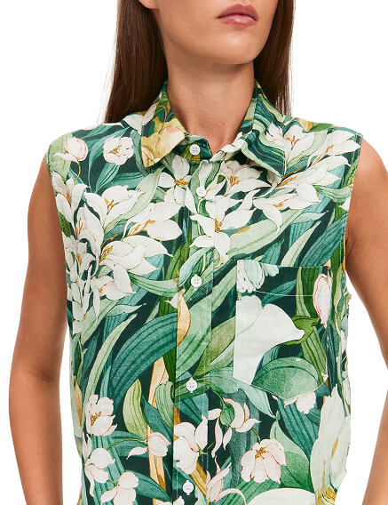 LINEN Блуза женская без рукавов, цвет паттерн tropical flowers, фото 3