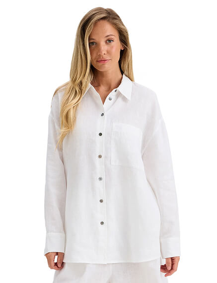 LINEN Рубашка женская oversize, цвет белый, фото 1