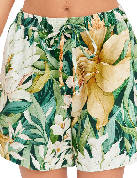 LINEN Шорты женские короткие, цвет паттерн tropical flowers, фото 3