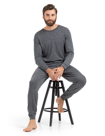 Термобелье костюм для сна и дома мужской из шерсти мериноса, цвет серый меланж, фото 1