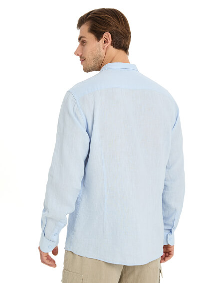 Рубашка мужская серии LINEN, цвет бледно-голубой, фото 2