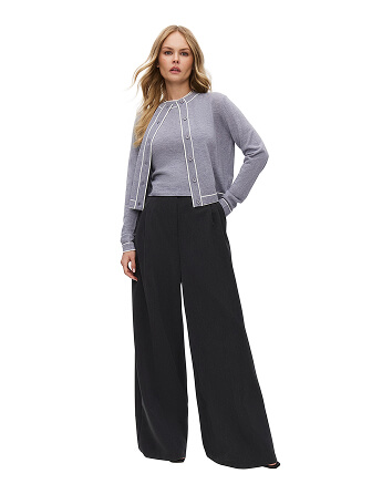 Кардиган на пуговицах с кантом, цвет серый меланж, фото 3