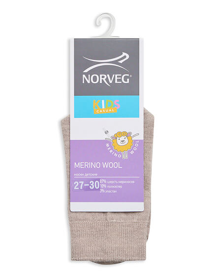 Термоноски детские шерстяные серии MERINO WOOL, цвет бежевый меланж, фото 3