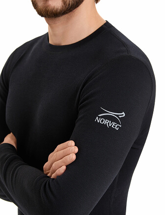 Термобелье футболка (термофуфайка) мужская с длинным рукавом серии SOFT. Знак Woolmark, цвет черный, фото 2