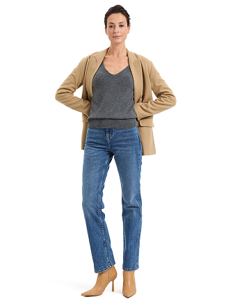 Джемпер Cashmere&Merino blend V-вырез, цвет серый меланж, фото 3