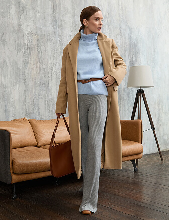 Свитер женский Cashmere&Merino blend oversize, цвет бледно-голубой, фото 3