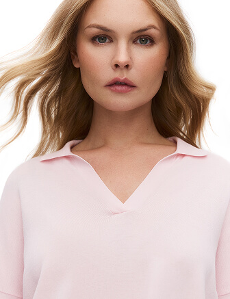 Джемпер-поло женский, цвет нежно-розовый, фото 2