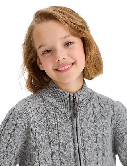 Кофта на молнии Super Fine Merino Wool для девочек, фото 2