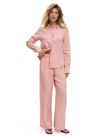 LINEN Брюки женские прямые, цвет розовый, фото 3