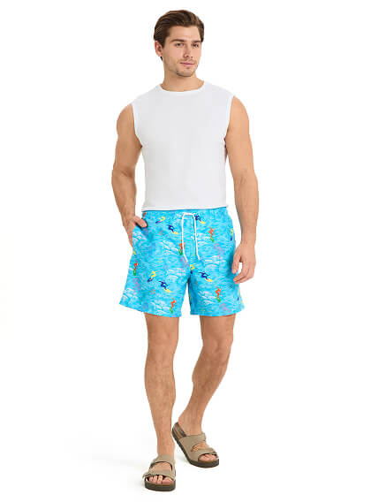 Шорты плавательные, цвет бирюзовый, фото 1