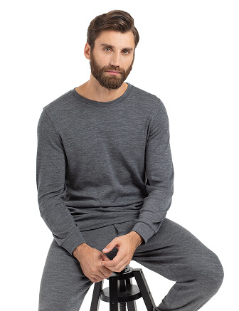 Термобелье костюм для сна и дома мужской из шерсти мериноса, цвет серый меланж, фото 2