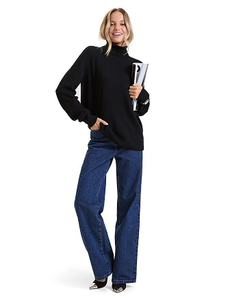 Свитер женский Cashmere&Merino blend oversize, цвет черный, фото 3