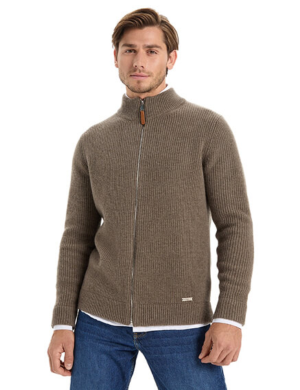 Подарочный набор Кардиган на молнии Merino Knitted для мужчин, цвет серо-коричневый, фото 2