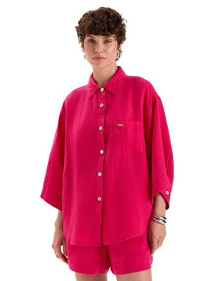 Рубашка женская серии LINEN, цвет фуксия, фото 1
