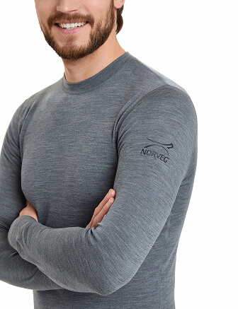 Термобелье футболка (термофуфайка) мужская с длинным рукавом серии SOFT. Знак Woolmark, цвет серый меланж, фото 2