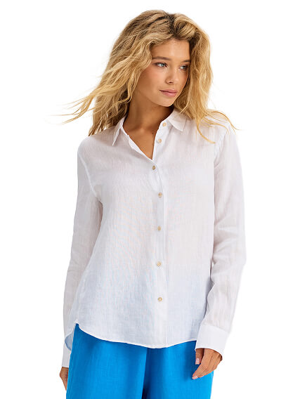 LINEN Рубашка женская slim, цвет белый, фото 1
