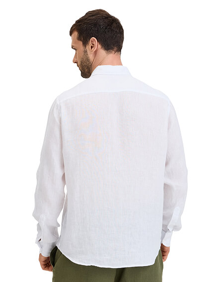 LINEN Рубашка мужская slim, цвет белый, фото 2