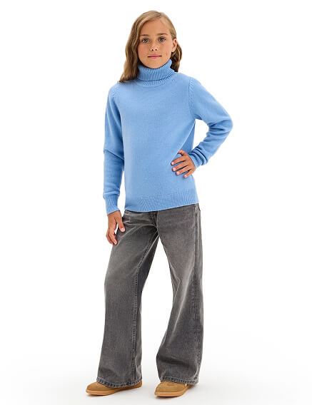 Свитер Merino Base детский для девочек-подростков, цвет голубой, фото 2