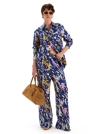 Брюки SILK женские прямые, цвет паттерн spring garden, фото 3