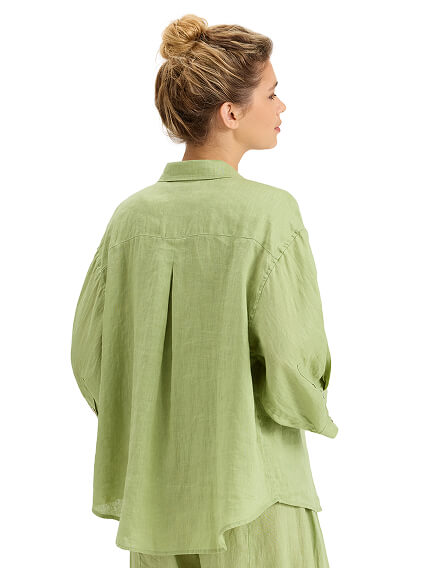 Рубашка женская c широкими рукавами серии LINEN, цвет фисташковый, фото 2