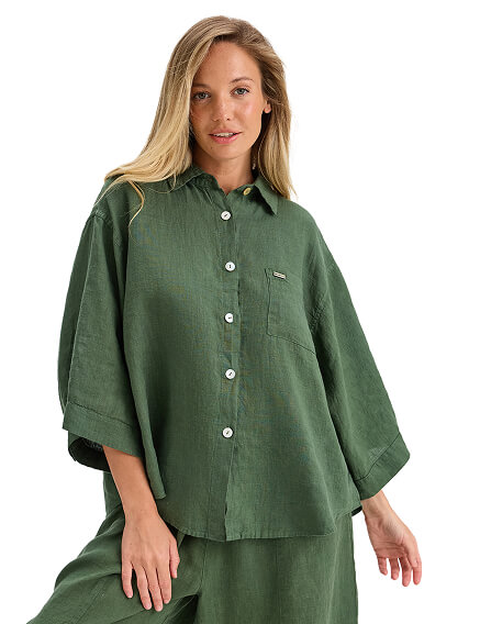 Рубашка женская серии LINEN, цвет олива, фото 1