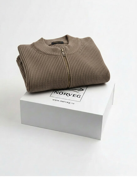 Подарочный набор Кардиган на молнии Merino Knitted для мужчин, цвет серо-коричневый, фото 1