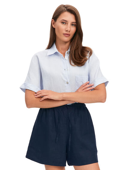 LINEN Шорты женские короткие, цвет темно-синий, фото 1