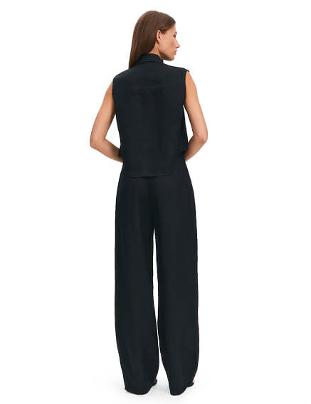 LINEN Брюки женские прямые, цвет черный, фото 2