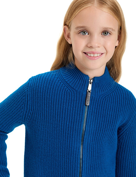 Кардиган из 100% шерсти мериноса на молнии для девочек, цвет арктик, фото 2