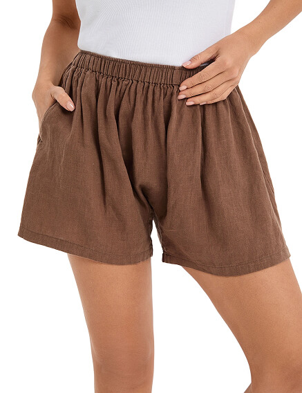 Шорты женские серии LINEN, цвет кофе, фото 2