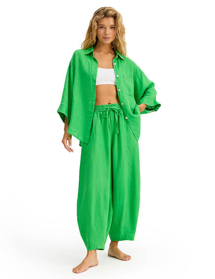 Брюки женские серии LINEN, цвет ярко зеленый, фото 1