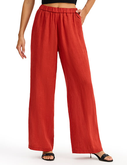 LINEN Брюки женские прямые, цвет терракот, фото 2