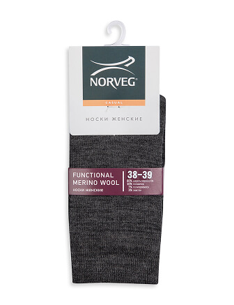 Термоноски женские серии FUNCTIONAL MERINO WOOL, цвет темно-серый меланж, фото 3