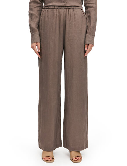 LINEN Брюки женские прямые, цвет коричневый, фото 1