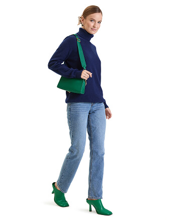 Свитер женский Cashmere&Merino blend oversize, цвет темно-синий, фото 3