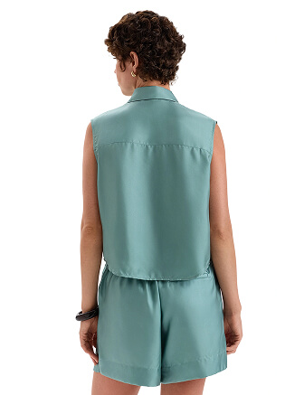 Блуза SILK женская без рукавов, цвет шалфей, фото 2
