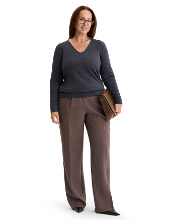 Merino Base Джемпер женский V-вырез plus size, цвет антрацит, фото 3