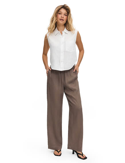 LINEN Брюки женские прямые, цвет коричневый, фото 2