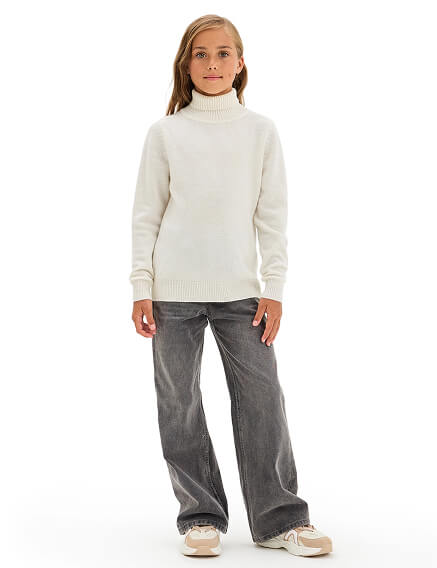 Свитер Merino Base детский для девочек-подростков, цвет молочный, фото 2