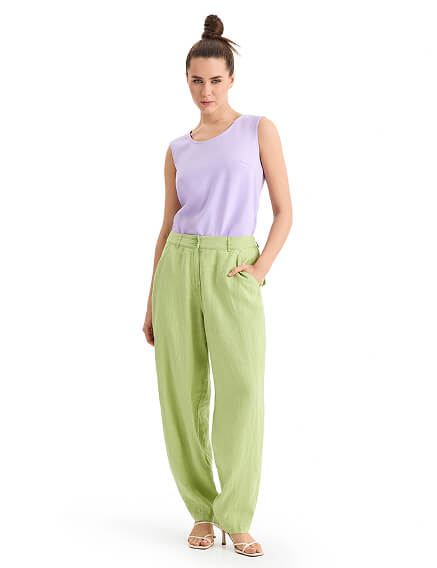 Брюки женские с карманами серии LINEN, цвет фисташковый, фото 1