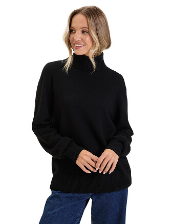 Свитер женский Cashmere&Merino blend oversize, цвет черный, фото 1