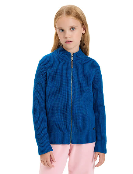 Кардиган из 100% шерсти мериноса на молнии для девочек, цвет арктик, фото 1