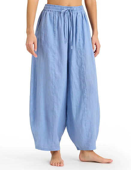 Брюки женские "baggy" серии LINEN, цвет голубой пепельный, фото 2