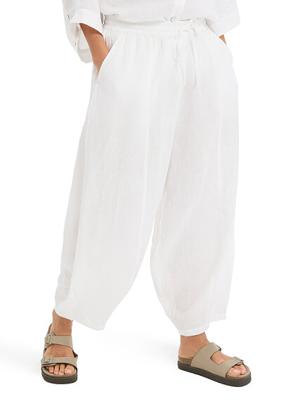 Брюки женские "baggy" серии LINEN, цвет белый, фото 2